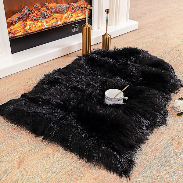Tflycqluxury Mjukt Fuskfårskinnsöverdrag för Stol Sittdyna Plysch Pälsområdesmattor För Sovrum, 2ft X 3ft, Vit