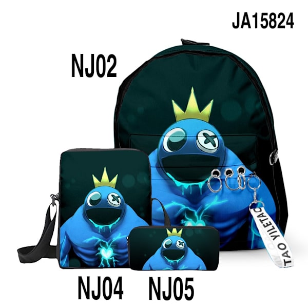 3 kpl Rainbow Friends -koululaukku, olkalaukku, lasten reppu style 18