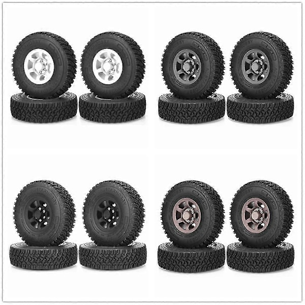 4 stk. 90 mm 1,55 Metal Bead Hjul Fælg Gummidæk Til 1/10 Rc Crawler Bil Axial Jr D90 Cc01,4