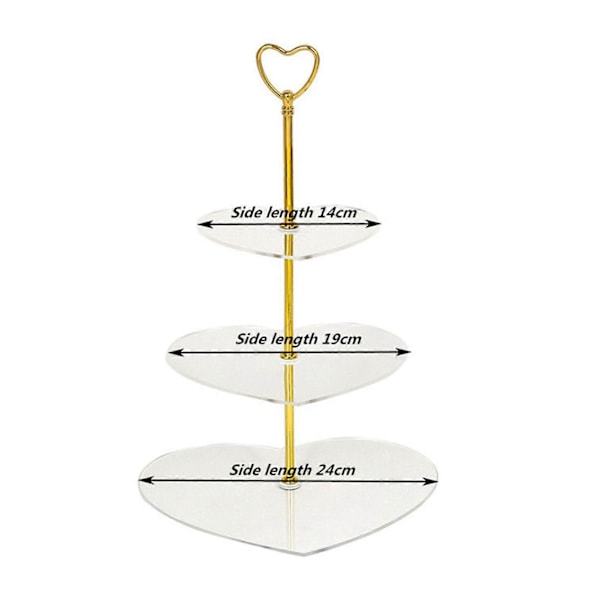 Hjärtformad Akryl Tårtställ 3 Våningar Cupcake Display Elegant Runt Tårtfat för Desserter Bröllop Födelsedagar