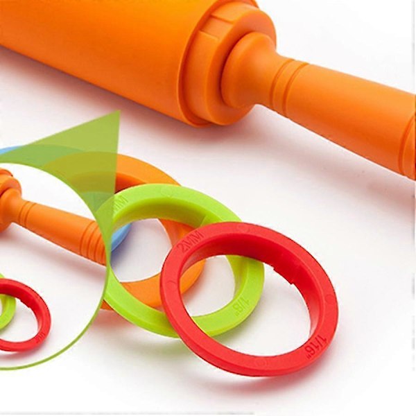 Non-stick Silikone Rullepind Dej med Justerbare Tykkelsesringe med 2mm 3mm 6mm og 10mm Justering