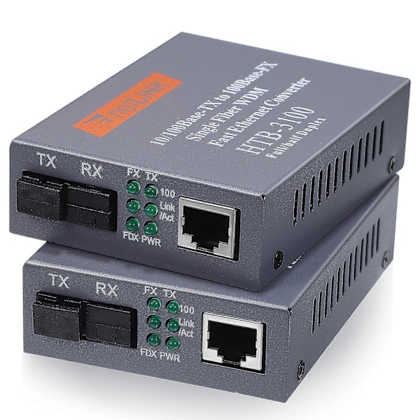 1 Par Fiber Transceiver Single Mode Fiber Ethernet Media Converter Fiber Optisk Enhet