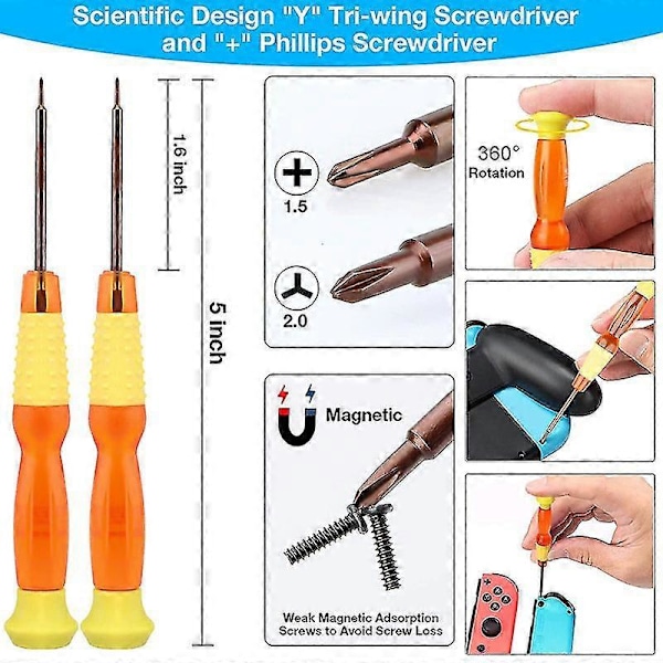 2-pack Ersättningsjoystick för Joycon, analog reparationssats för tumspakar, med skruvmejsel