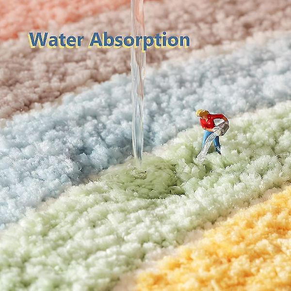 Tflycqrainbow Flockad Badrumsmatta, Badrumsmatta Vattenabsorberande Halkfri Mjuk Mikrofiber Matta För Badkar Handfat Dusch Och Badrum Söt Tecknad Dörrmatta