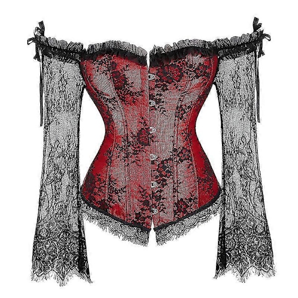 Pitsinen seksikäs korsetti vintage-tyylinen bustier-toppi naisille muotoileva S-6xl Red L
