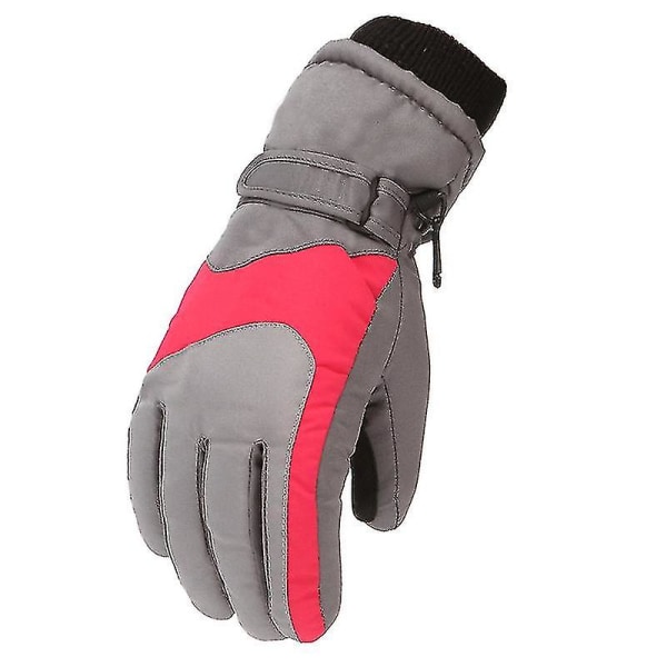 Ett par vinterhandskar för barn, herr och dam, skidhandskar, vindtäta för utomhusbruk S-XL Grey and Red L