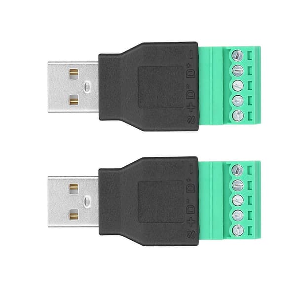 2 kpl USB-urosliitin 5-nastainen ruuviliitinadapteri