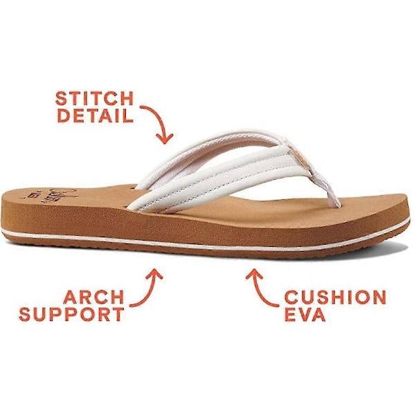 Dempede flip-flops for kvinner, størrelse 8,5