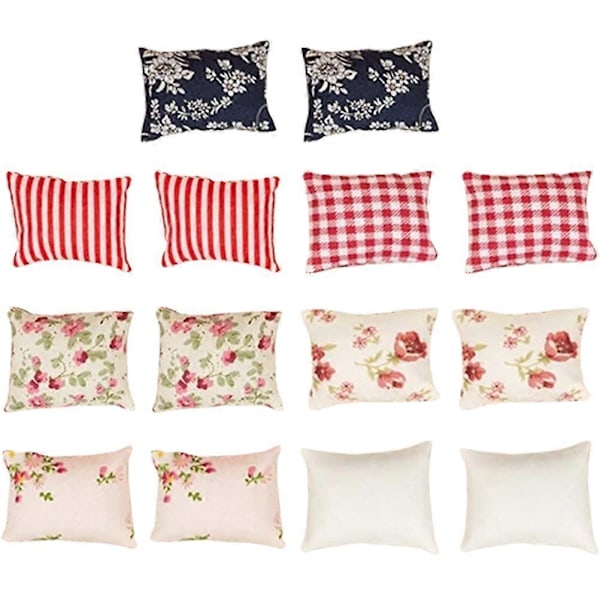 14 st Mini Hus Soffa Ryggkudde Miniatyr Soffa Prydnadskuddar Mini Modell