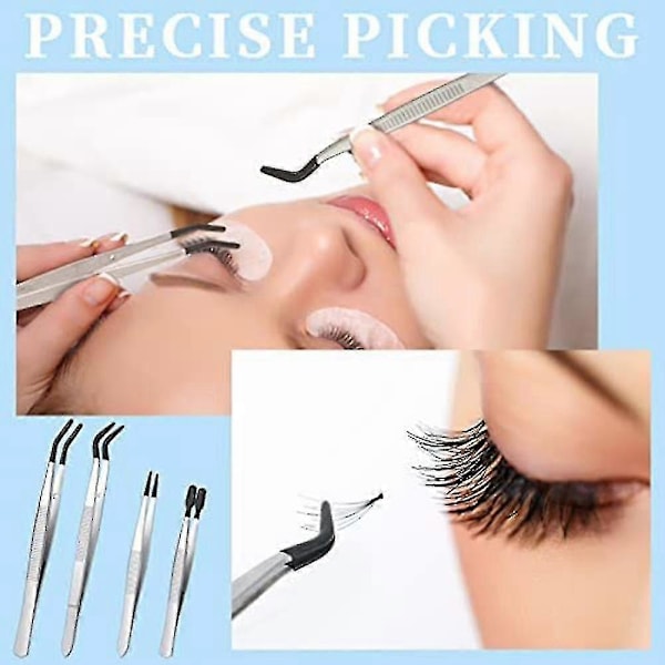 4-delars pincettset med gummispetsar, PVC-belagda pincetter, pincetter med fin gummispets, pincett med platt gummispets