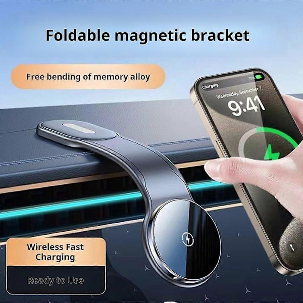 Magnetisk Billaderholder for Magsafe 15W Rask Trådløs Lader med Minnelegeringsfleksibilitet Stabil Holder Kompatibel med Iphone 15/14/13/12 Pro