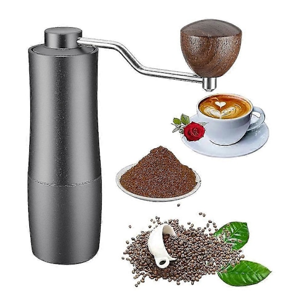 Bärbar Manuell Kaffekvarn Rostfritt Stål Burr Kvarn Justerbar Kaffemalning Handvev Till