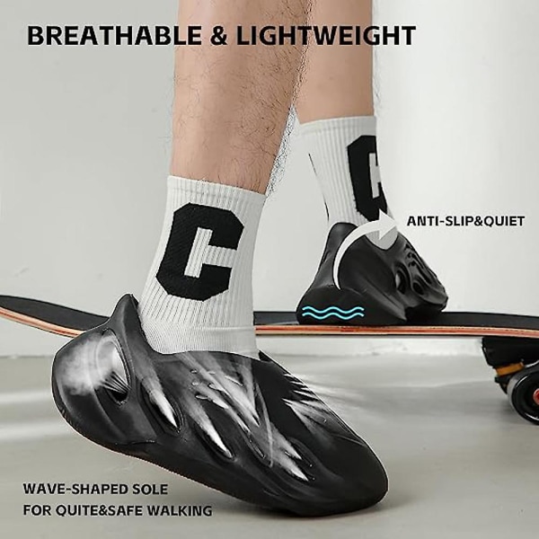Slippers for menn, løpesko i skum, sklisikre gåsko, strandsandaler Black 44