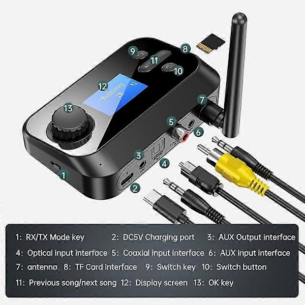 D18 Stabil Transmission Højhastigheds Bluetooth-kompatibel Adapter Stabil Transmission Højhastigheds ABS Praktisk Bred Kompatibilitet Audio Receiver til Com