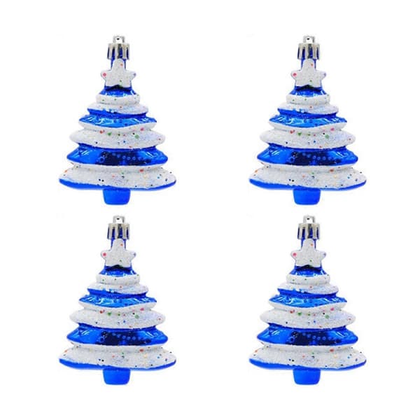 8x6cm 4-pack Julkula Specialformad Julgran Blå