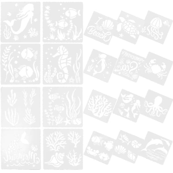 20 Ark Strand Stencils Havdyr Stencil Stencils til Maling På Træ Havdyr Stencil