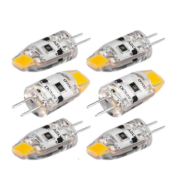 6 kpl G4 LED-lamppua 12V DC himmennettävä COB LED G4 -lamppu 1.5W 360 asteen säteilykulma 15W halogeenilamppujen korvaamiseksi (W