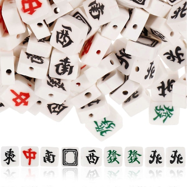 100 st DIY Hantverk Mahjong Pärlor Lera Mahjong Pärlberlocker Lösa Distanspärlor för Smyckestillverkning