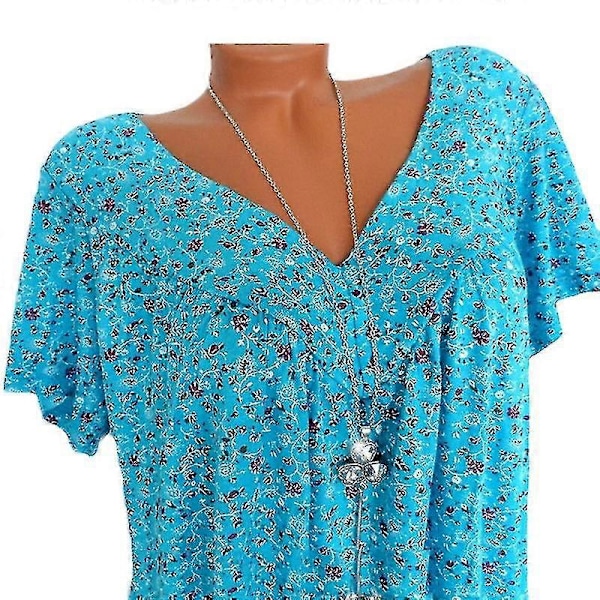Kortermet lang topp for kvinner Blue 4XL
