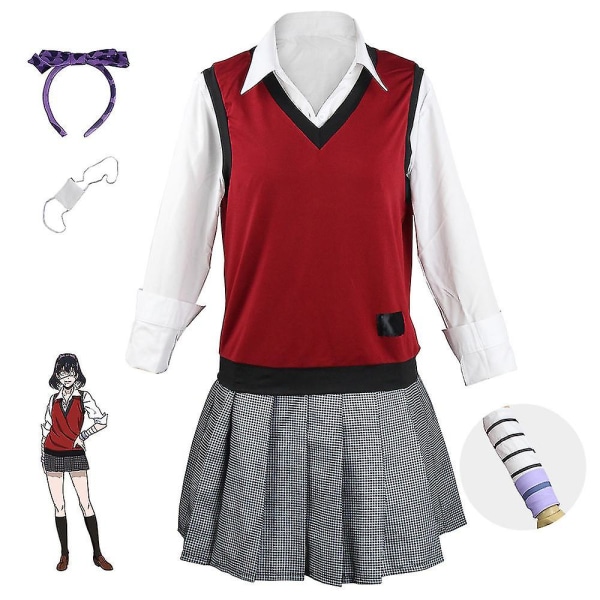 7st Cosplay Kostym Accessoarer, Jabami Yumeko Cosplay, Kakegurui Anime Kostym Kostym Ikishima Midari Jk Uniform Plisserad kjol Yomozuki Runa Jacket Un S