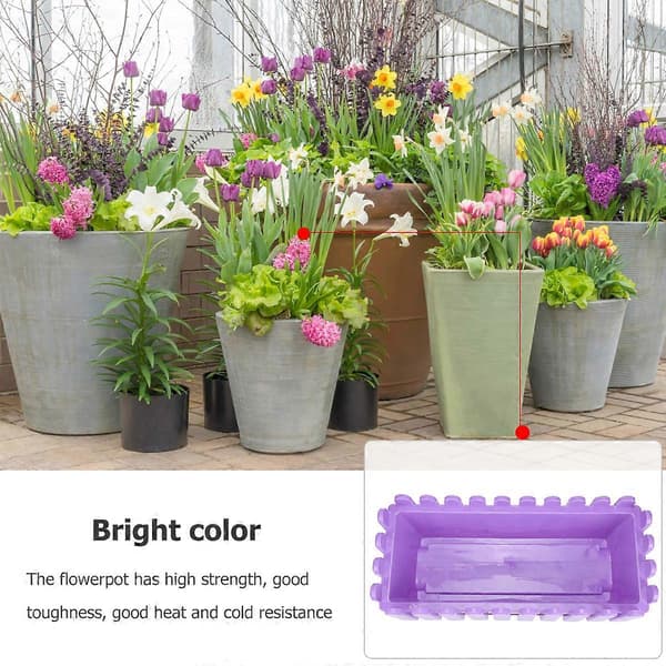 Rektangulära Plast Staket Blomkrukor Gröna Växter Krukväxter Suckulent Planteringskruka Lila