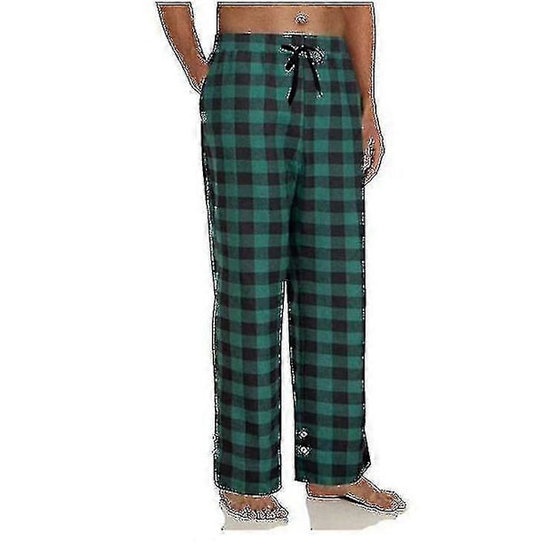 Herre Pyjamasbukser med Lommer, Herre Bløde Flanel Pyjamas Natbukser green M