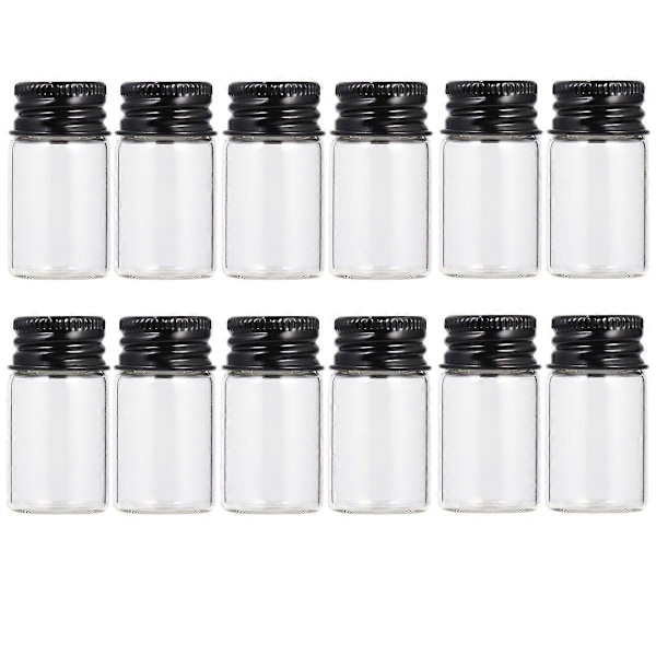 1 Set med 12 st 7ml Glasförvaringsflaskor Aluminiumglasflaskor Förseglade bläckflaskor Skruvflaskor Transparenta Flaskor Svart)