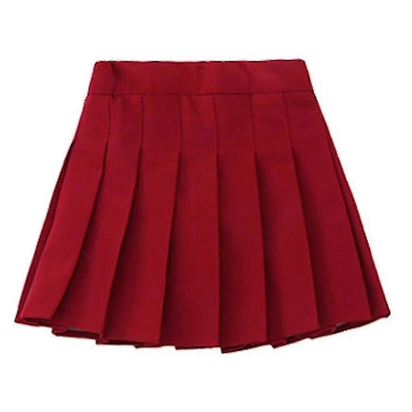 Tyttöjen korkeavyötäröinen pliseerattu vetoketjullinen tennishenkinen skater-minihame (lapset) Red 140cm  9-10 Years