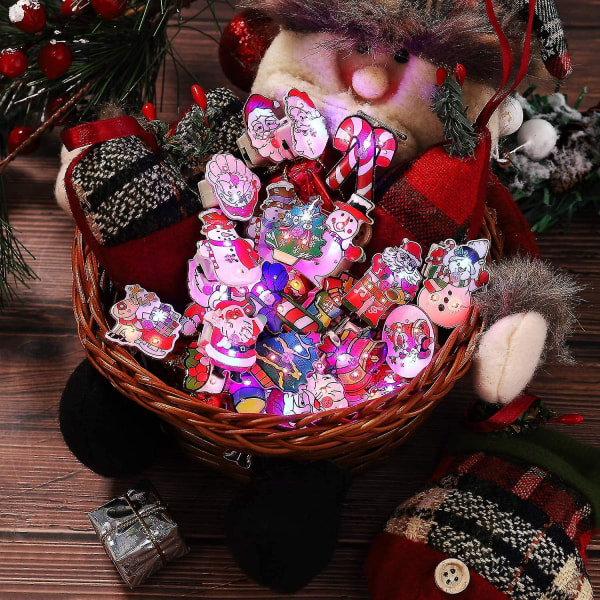 25 st julbroschnål, glödande plast jultomtemärke Bröstnål för festpresent jul, slumpmässig stil