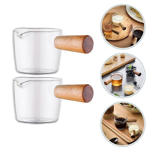 2 stk. Enkelt Tud Kande Espresso Shot Glas Enkelt Tud Espresso Målekop med Træhåndtag