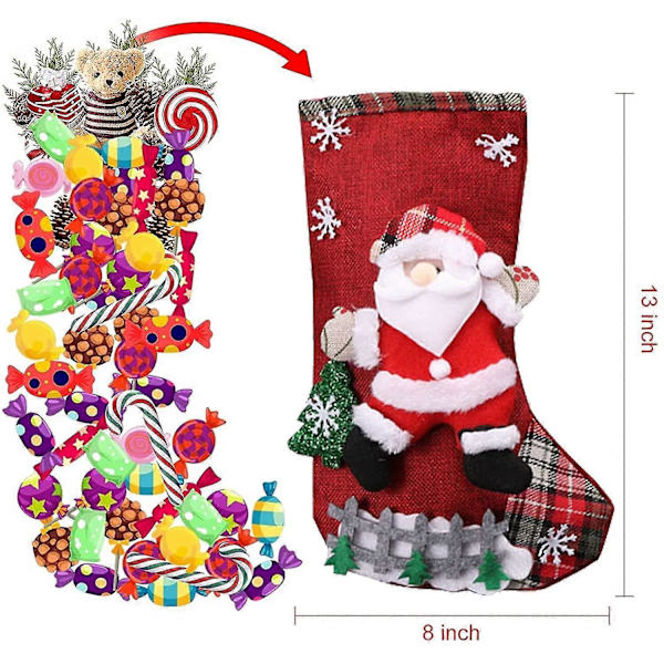 4-pack julstrumpor, 46 cm set strumpor med tomte