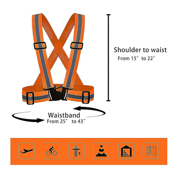 2-pack Varselvästar med Hög Synlighet - Justerbara Neon Reflexbälten, orange