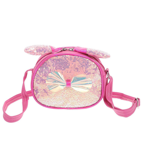 Glitter Crossbody Väska Paljett Axelväska Rosett Handväska Söt Axelväska Liten Handväska för Liten Flicka