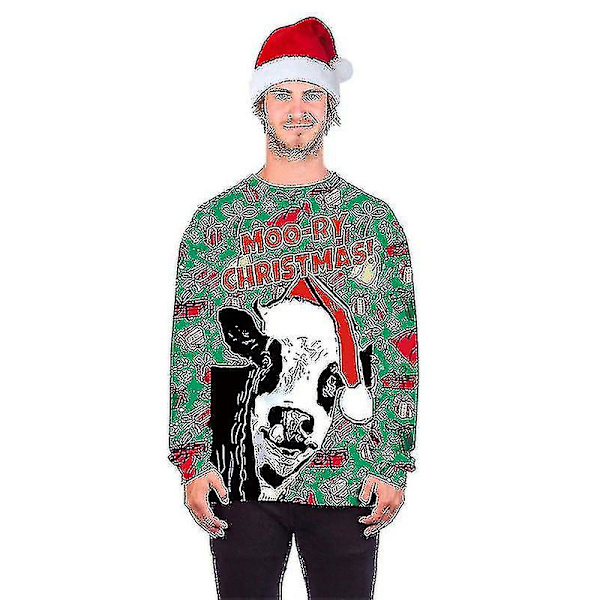 Unisex Julegenser 3D Digitaltrykk Julebord Rund Hals Genser Pullover BFT160 L