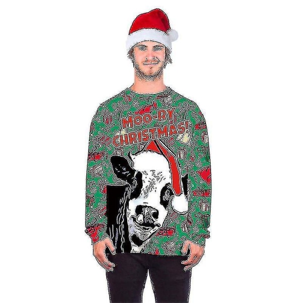 Unisex Juletrøje 3D Digital Print Julefrokost Rund Hals Sweatshirt Pullover BFT160 L