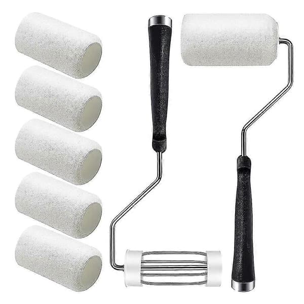 2-pack 4 tum Självlåsande Rollerram och 6 Rolleröverdrag Set Rollerram Roller Målarpensel Hushåll