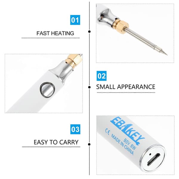 1 Sett Loddebolt USB-Lading Loddebolt 5V 8W Justerbar Temperatur