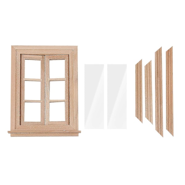 1:12 Dobbelt Ow 6 Ruders Ramme Og Glasplade Dukke DIY Dobbelt Ow Acces