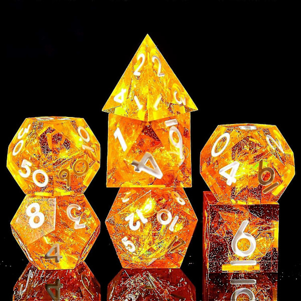 Polyedriskt Tärningsset 7 Delar Skarpa Handgjorda Tärningar Med Vassa Kanter För RPG Bordsspel Pathfinder