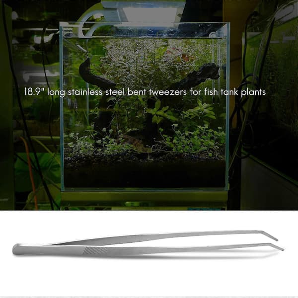 18.9\" Lang buet pinsett i rustfritt stål for akvarieplanter