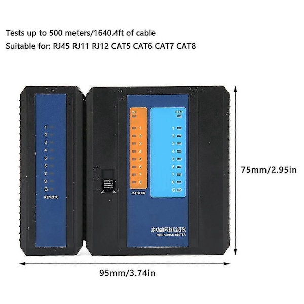 Rj45 Netværkskabeltester, Fjernbetjent Detektion Led Status Display Rj45 Kabeltester Til Cat8