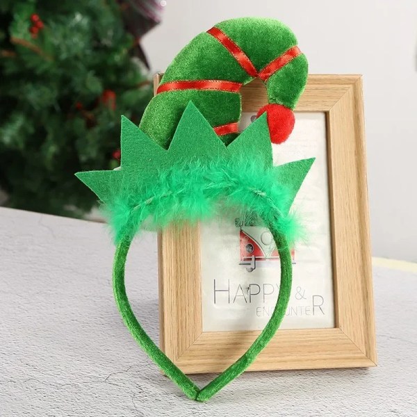 Juldekoration Röd fjädertomte Pannband spetsig hatt Hårbåge Fest Fancy Dress Up Huvudbonader green