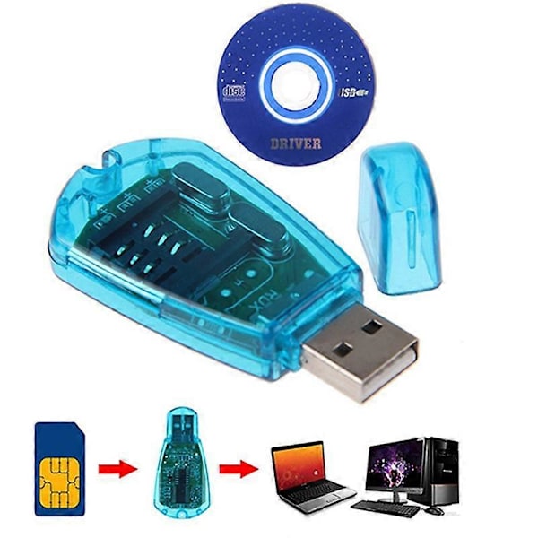 USB Mobiltelefon Standard SIM-kortlæser Kopi Kloner Skriver SMS Backup GSM/CDMA+CD