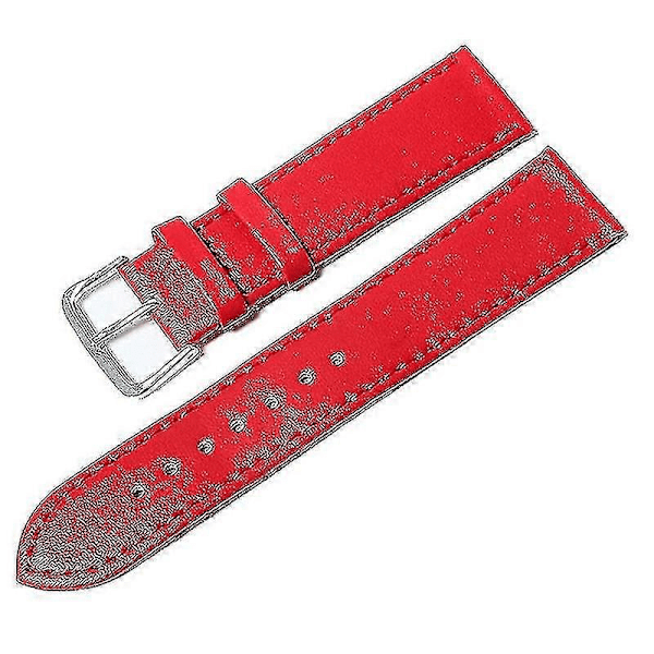 Jul Läder Klockarmband 12mm 14mm 16mm 18mm 20mm 22mm 24mm Dam Herr Klockarmband Klockbälten 10 Färger Red 18mm