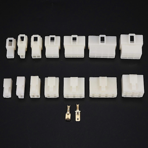400st 6,3mm 1 2 3 4 6 8 9 Pin Elektrisk Bil Kabelkontakt Hane Hona Uttag Plugg Och Stift
