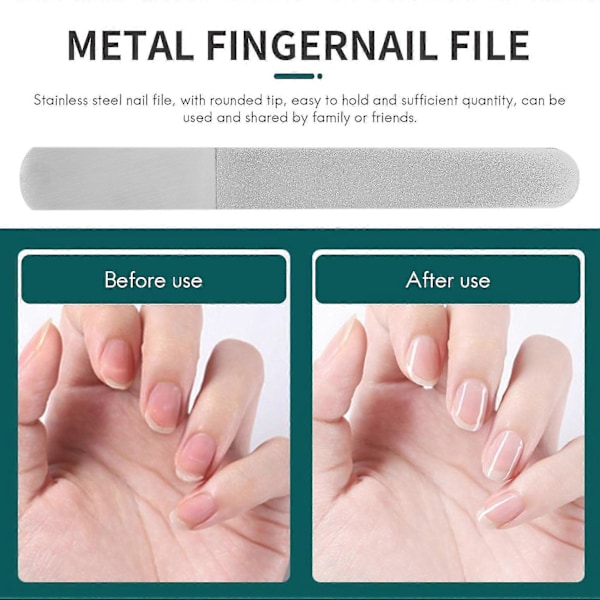 6 Delar Nagelfil i Rostfritt Stål Dubbelsidig Diamant Nagelfil Metall Nagelfil Manikyrfil För