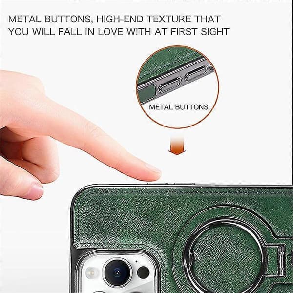 Luksuriøs Læder Usynlig Stativ Telefonetui Til Iphone Case15/14/13 Pro Max BLUE iPhone 15