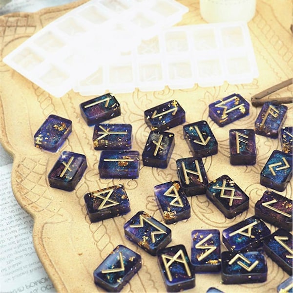 2 stk. DIY Rune Symbol Resin Forme Spejl Energi Tegn Krystal Epoxy Silikoneform