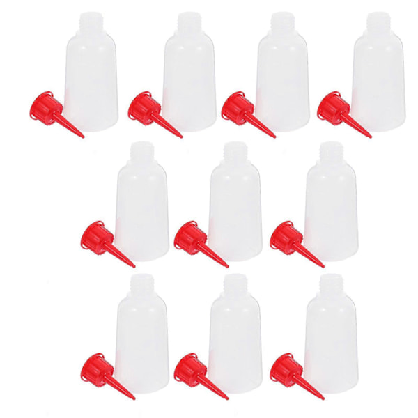 10 stk. klare plastlimflasker, klemflasker med applikatortupp, presisjonsflaske i plast for akrylmaling, lim, håndverksprosjekter og oppbevaring