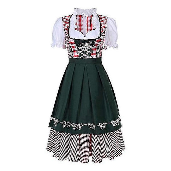 Naisten Oktoberfest Oluttyttö Puku Baijerilainen Perinteinen Dirndl Mekko Cosplay Naamiaisasu Dark Green XL